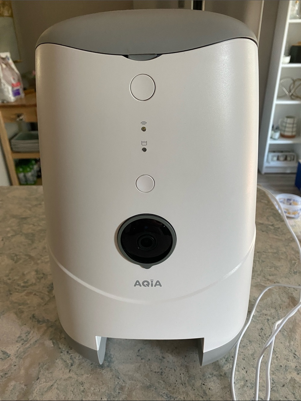 Aqia White & Light Gray Smart Pet Feeder